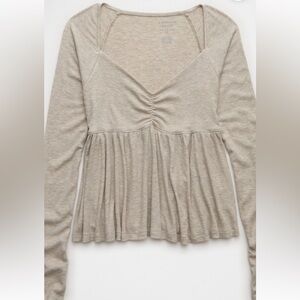 American Eagle Outfitters Taupe Long Sleeve Top